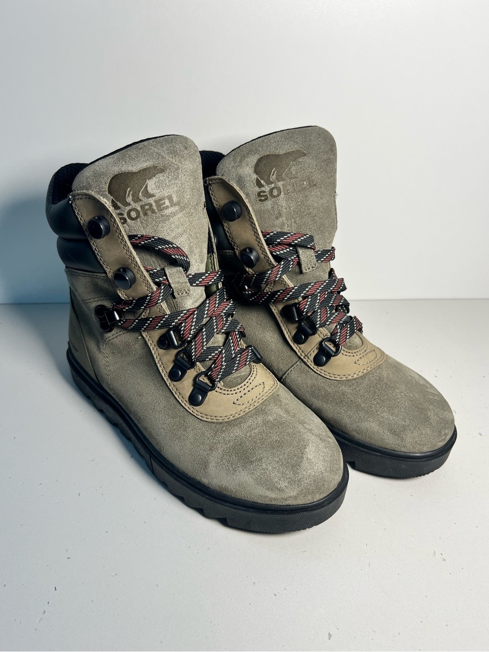 Sorel Women’s Waterproof Hiking shoes Gray/Taupe Suede Lace-Up Boots Size 5